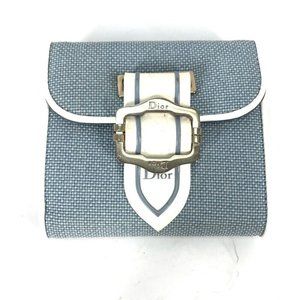 Dior Bicolor logo Double Snap Compact wallet Folded wallet Canvas/Leather blue